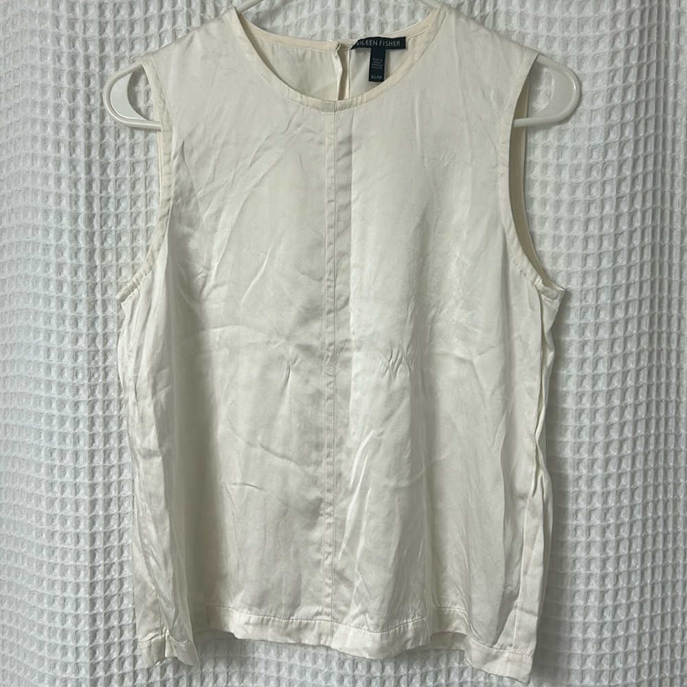 Eileen Fisher Cream 100% Silk Tank Top